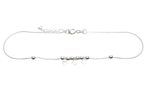 Lovely Adjustable Beads & Stars Anklet | Wholesale Sterling Silver Jewelry | Alternate