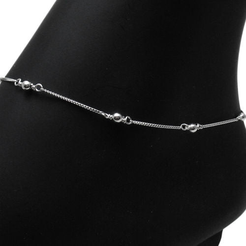 Radiant 9"-10" Adjustable Bead Anklet | Wholesale Sterling Silver Jewelry | Main