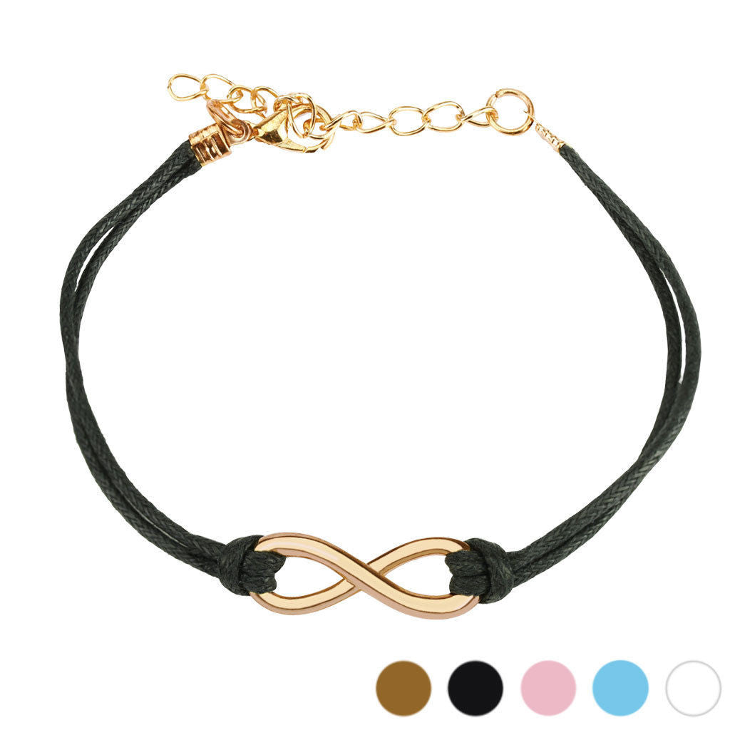Pretty Cast Iron Rose Gold Infinity Leatherette Bracelet. Wholesale -  925Express