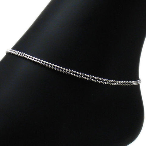 Glamorous Adjustable Double Bead Anklet | Wholesale Sterling Silver Jewelry | Main