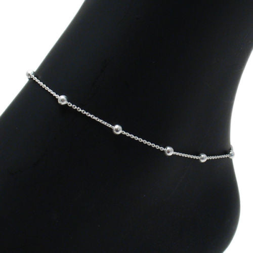 Delicate Adjustable Rolo Beaded Anklet | Wholesale Sterling Silver Jewelry | Alternate