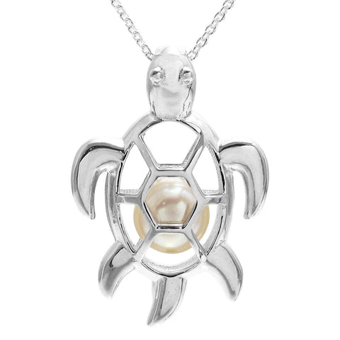 Charming Sterling Silver Turtle Pearl Cage Pendant | Wholesale 925 Sterling Silver Jewelry | Pearl photo
