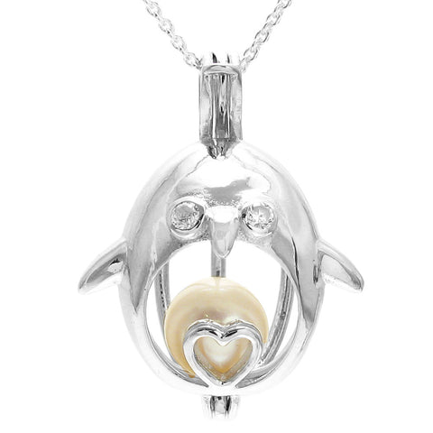 Adorable sterling silver waddling penguin pearl cage pendant | Wholesale 925 sterling silver jewelry | Pearl photo