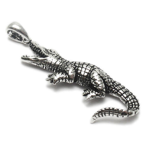 Detailed Alligator-Crocodile Pendant | Wholesale 925 Sterling Silver Pendant - Jewelry