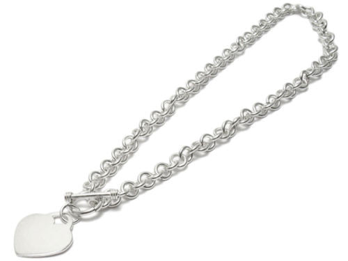16" rolo necklace with engravable heart pendant & toggle lock | Wholesale Fashion Jewelry | Item photo