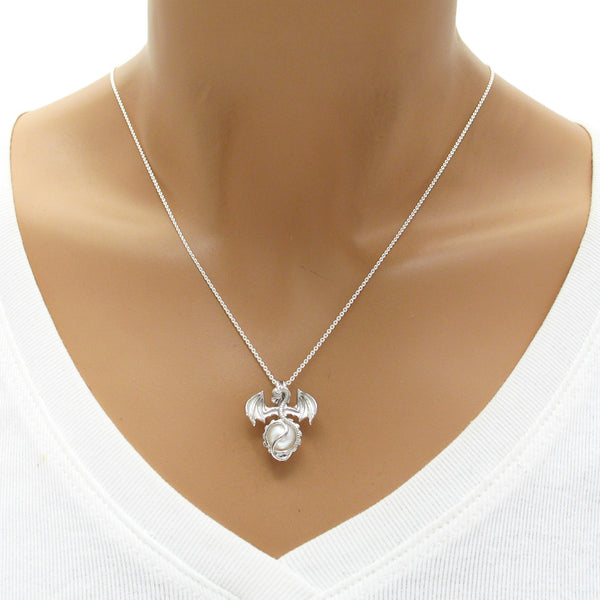 Amazing 925 Sterling Silver Flying Dragon Pearl Cage Pendant | Wholesale 925 Sterling Silver Jewelry | Mannequin photo