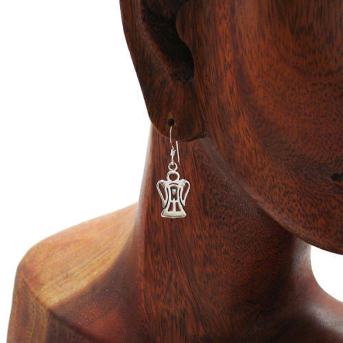 Charming angel cutout hanging hook earrings | Wholesale 925 Sterling Silver Jewelry | Alternate photo