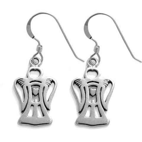Charming angel cutout hanging hook earrings | Wholesale 925 Sterling Silver Jewelry | Item photo