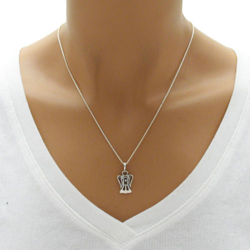 Darling angel with wings cutout pendant | Wholesale 925 Sterling Silver Jewelry | Alternate photo