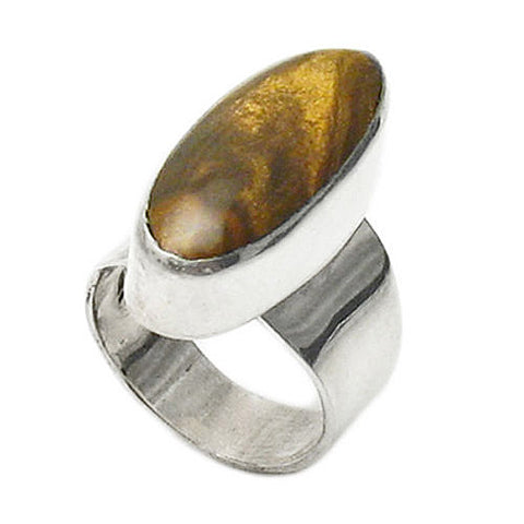 Art Deco Inspired Radiant Oval Tiger's Eye Ring | Wholesale sterling silver rings - Jewelry | Main photo
