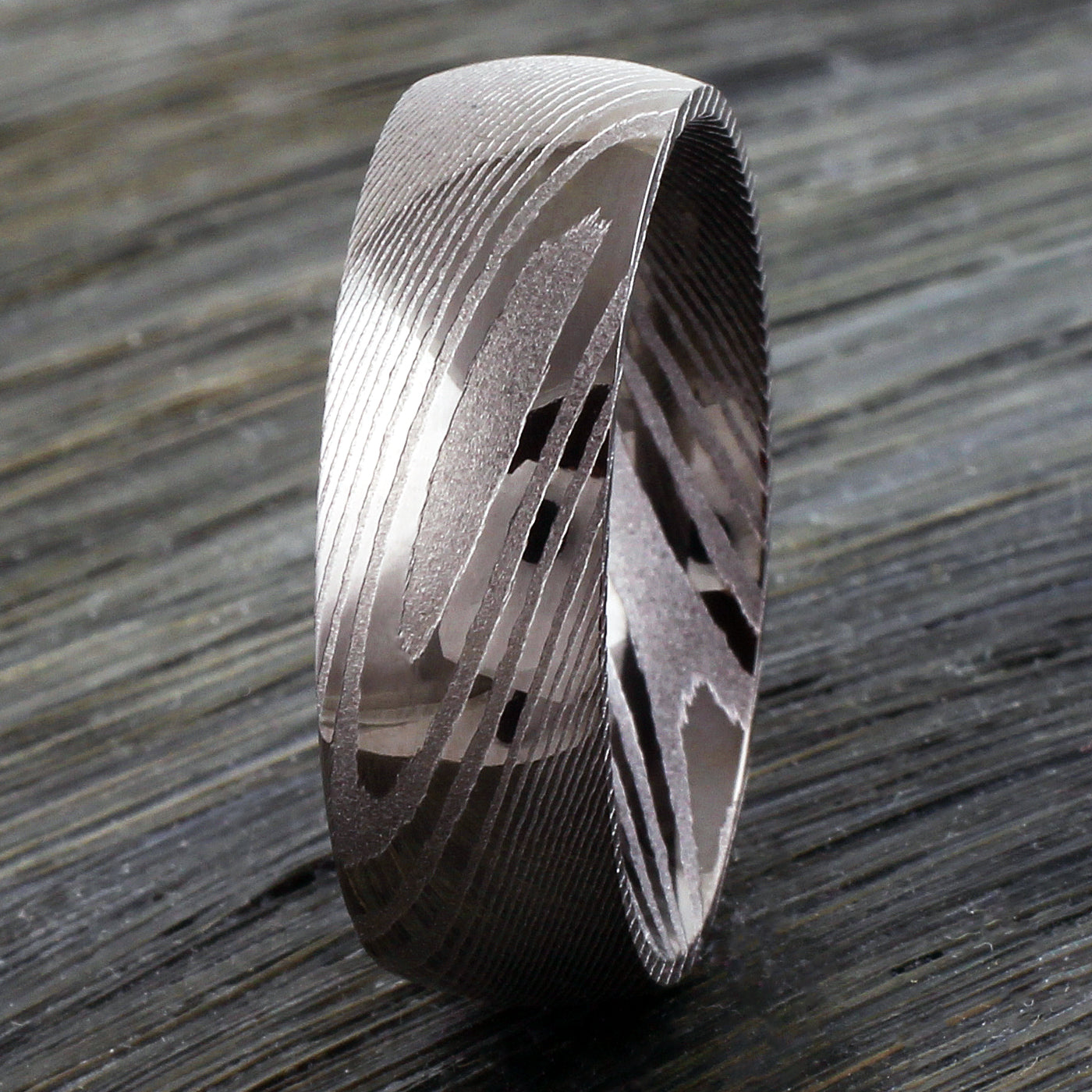 Men's Damascus Steel Ring Domed Men's Band