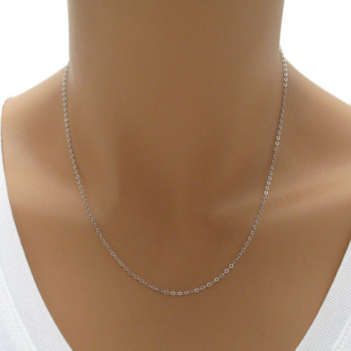 925 Sterling Silver Box Rhodium Adjustable 1mm Chain Silver 