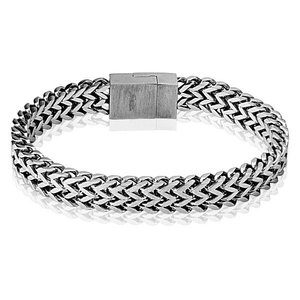 Balinese wheat chain bracelet with square magnetic lock | Wholesale 316L Stainless Steel Jewelry | Small photo