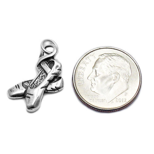Beautiful Ballet Slippers Charm | Wholesale 925 Sterling Silver Pendant - Jewelry | Alternate