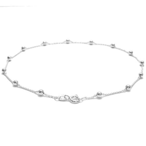 Genuine Bead Rolo Anklet. 4 Different Lengths | Wholesale Sterling Silver Jewelry | Alternate