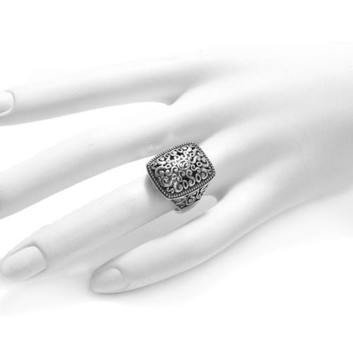 Wonderful Beaded Edge Decorative Multi-Swirl Ring | Wholesale 925 Sterling Silver Jewelry | Alternate