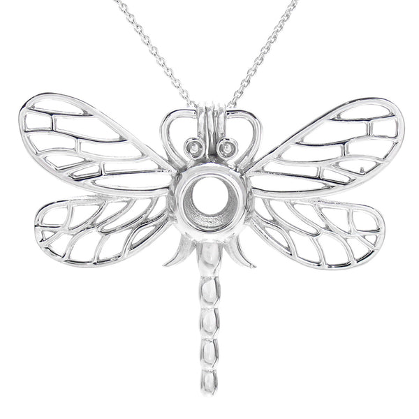Beautiful & Elaborate Sterling Silver Dragonfly Pearl Cage | Wholesale 925 Sterling Silver Jewelry | Alternate photo