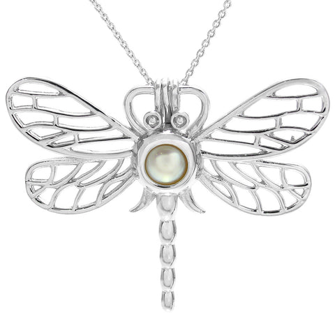 Beautiful & Elaborate Sterling Silver Dragonfly Pearl Cage | Wholesale 925 Sterling Silver Jewelry | Main photo