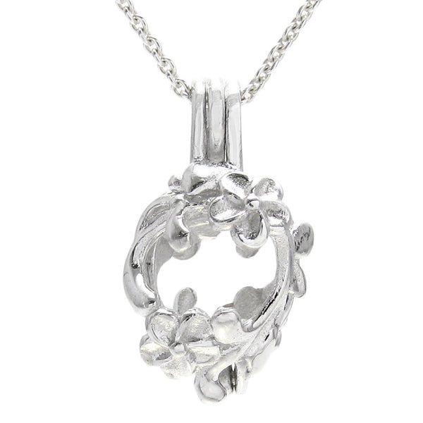 Beautiful Geranium Flowers Sterling Silver Pearl Cage | Wholesale 925 Sterling Silver Jewelry | Alternate photo