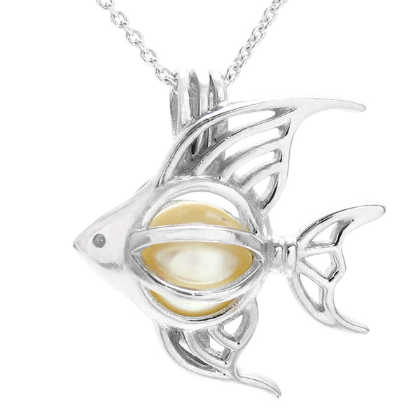 Beautiful Ornate Sterling Silver Angelfish Pearl Cage | Wholesale 925 Sterling Silver Jewelry | Main photo