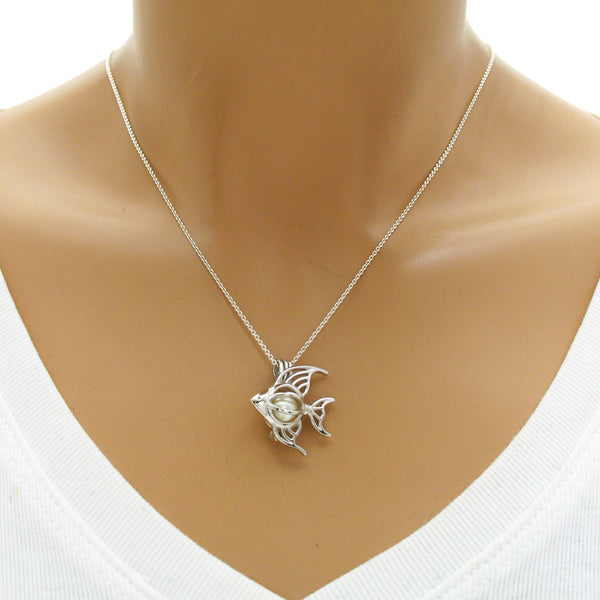 Beautiful Ornate Sterling Silver Angelfish Pearl Cage | Wholesale 925 Sterling Silver Jewelry | Mannequin photo