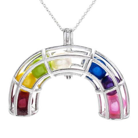 Fabulous 925 Sterling Silver Rainbow Pearl Cage Pendant Suitable for 7 Pearls.