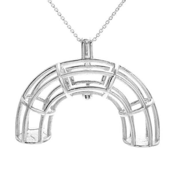 Fabulous 925 Sterling Silver Rainbow Pearl Cage Pendant Suitable for 7 Pearls.