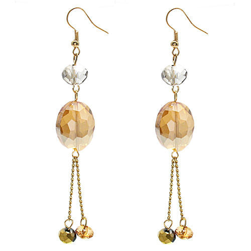 Big orange crystal with black & orange accents on dangling hook earrings | Wholesale Fashion Jewelry | Item photo