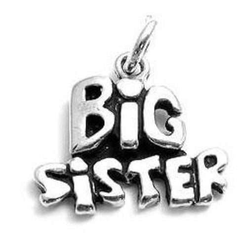 Classy "Big Sister" Calligraphy Charm. Wholesale Sterling Silver Charms - Jewelry