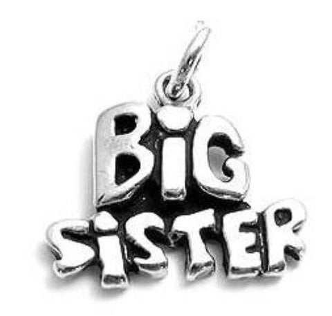 Classy "Big Sister" Calligraphy Charm. Wholesale Sterling Silver Charms - Jewelry