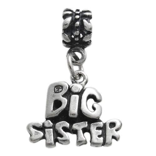 Stylish "Big Sister" Charm with Euro Beads. Wholesale Sterling Silver Charms - Jewelry. Main.