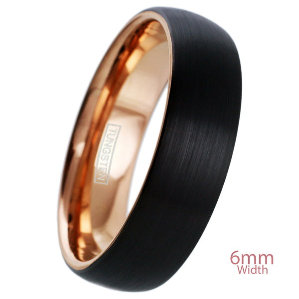 Black and Rose Gold 2-Tone Tungsten Wedding Band | Wholesale Tungsten rings - wedding bands | 6mm photo.