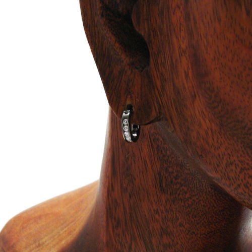 Luxurious Black In-Out Multi-CZ Eternity Hoop Earrings in 12mm | Wholesale Sterling Silver Jewelry | Alternate