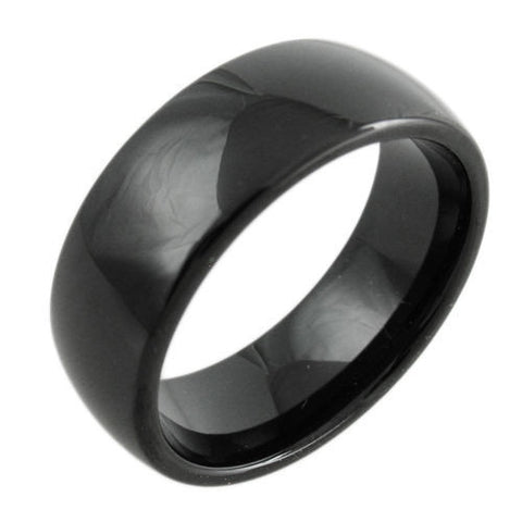 Classic black tungsten 8mm domed wedding band for men and women | Wholesale tungsten rings - Wedding bands