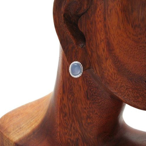 Blue Jade 0.40 Carat CZ Edge Post Stud Earrings | Wholesale Sterling Silver Jewelry | Alternate