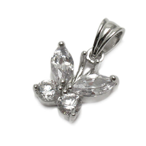Flattering Butterfly Pendant with Beautiful CZs | Wholesale 925 Sterling Silver Pendant - Jewelry 
