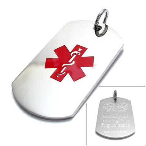 Charming Caduceus Medical Dog Tag Pendant Necklace | Wholesale 316L Stainless Steel Jewelry | Main