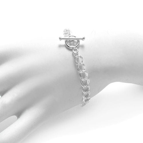 Sterling Silver Charm Bracelet with Toggle Lock - 2 Sizes. Wholesale -  925Express