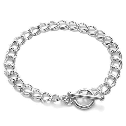 Sterling Silver Charm Bracelet with Toggle Lock - 2 Sizes. Wholesale -  925Express