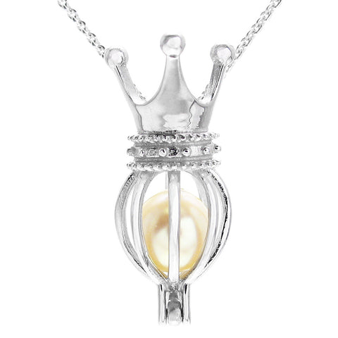 Charming Ornate Sterling Silver Princess Crown Pearl Cage | Wholesale 925 Sterling Silver Jewelry | Main photo