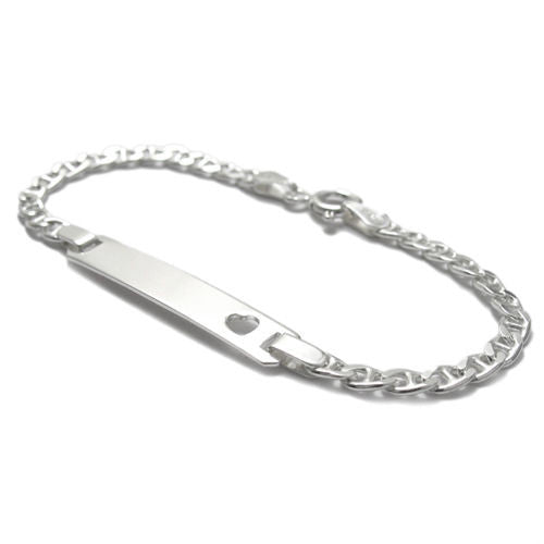 Wonderful Child's I.D. Bracelet with Cutout Heart - 5.5 Inch | Wholesale 925 Sterling Silver Jewelry | Main