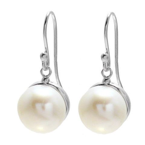 Classic freshwater pearl hanging earrings | Wholesale 925 Sterling Silver Jewelry | Item photo