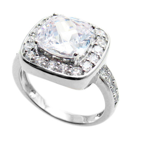 Timeless square cut clear CZ cocktail ring | Wholesale sterling silver rings - Jewelry | Main photo