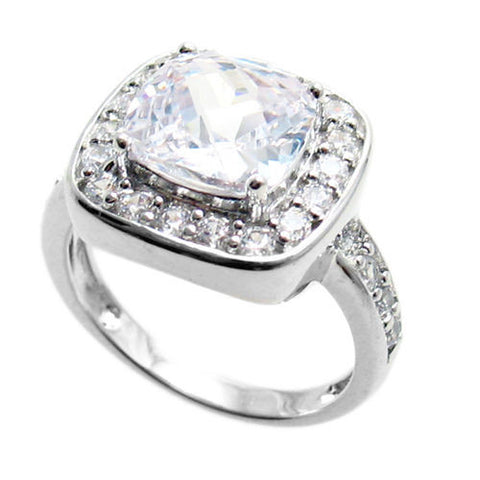 Timeless square cut clear CZ cocktail ring | Wholesale sterling silver rings - Jewelry | Main photo