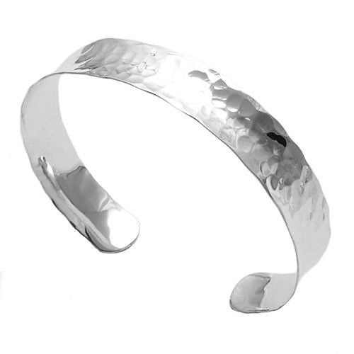 Amazing Concave Hammered Cuff Bangle Bracelet - 7 Inch | Wholesale 925 Sterling Silver Jewelry | Main