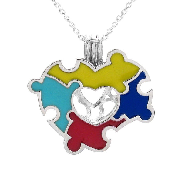Charming 925 Sterling Silver Multi-Color Puzzle Pieces Pearl Cage Pendant - w/o Pearl Photo
