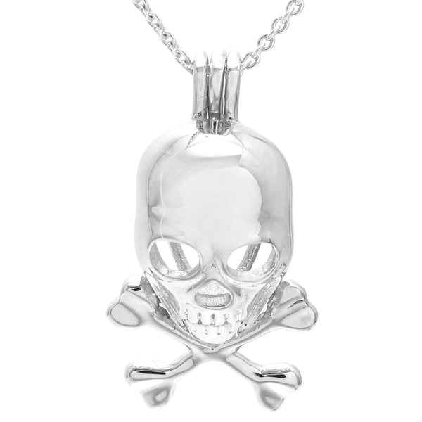 Scary Cool Sterling Silver Skull & Crossbones Pearl Cage | Wholesale 925 Sterling Silver Jewelry | Empty Cage photo