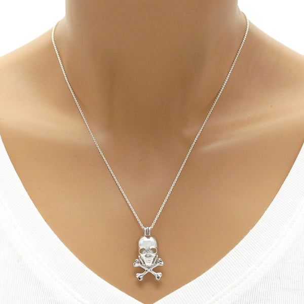 Scary Cool Sterling Silver Skull & Crossbones Pearl Cage | Wholesale 925 Sterling Silver Jewelry | Mannequin photo