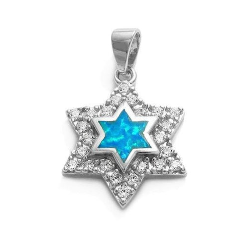 Beautiful Created Opal 0.72 Carat CZ Star Pendant | Wholesale 925 Sterling Silver Pendants | Main
