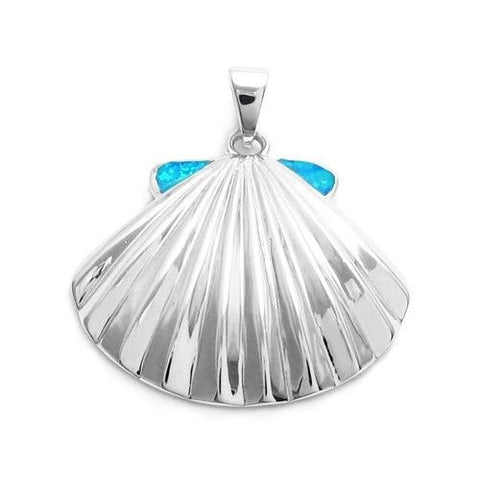 Stunning Created Opal Large Seashell Pendant | Wholesale 925 Sterling Silver Pendant - Jewelry | Main
